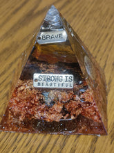 Load image into Gallery viewer, Mini Tiger Eye Orgonite EMF Protection/Chakra Healing Pyramid Symm