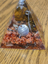 Load image into Gallery viewer, Mini Tiger Eye Orgonite EMF Protection/Chakra Healing Pyramid Symm