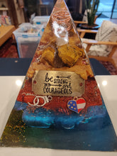 Load image into Gallery viewer, Large Tiger Eye Orgonite EMF Protection/Chakra Healing Pyramid 2-19 Symm
