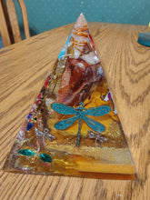 Load image into Gallery viewer, Large Carnelian Orgonite EMF Protection/Chakra Healing Pyramid 2-19 Symm
