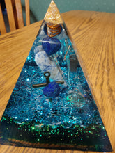 Load image into Gallery viewer, Large Lapis Orgonite EMF Protection/Chakra Healing Pyramid 2-23 Symm