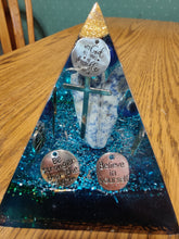 Load image into Gallery viewer, Large Lapis Orgonite EMF Protection/Chakra Healing Pyramid 2-23 Symm