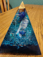 Load image into Gallery viewer, Large Lapis Orgonite EMF Protection/Chakra Healing Pyramid 2-23 Symm