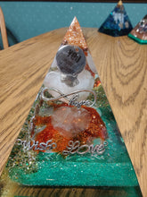 Load image into Gallery viewer, Large Rose Quartz Orgonite EMF Protection/Chakra Healing Pyramid 2-23 Symm