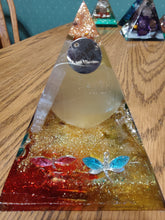Load image into Gallery viewer, Large Selenite Orgonite EMF Protection/Chakra Healing Pyramid 2-23 Symm