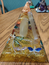 Load image into Gallery viewer, Large Selenite Orgonite EMF Protection/Chakra Healing Pyramid 2-23 Symm