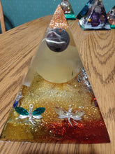 Load image into Gallery viewer, Large Selenite Orgonite EMF Protection/Chakra Healing Pyramid 2-23 Symm