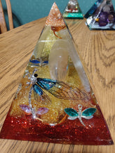 Load image into Gallery viewer, Large Selenite Orgonite EMF Protection/Chakra Healing Pyramid 2-23 Symm