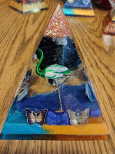 Load image into Gallery viewer, Medium Black Obsidian Orgonite EMF Protection/Chakra Healing Pyramid 10-7 Symm