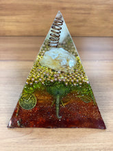 Load image into Gallery viewer, Large Citrine Orgonite EMF Protection/Chakra Healing Pyramid 2-19 Symm