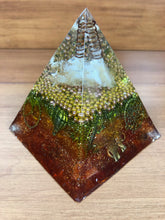 Load image into Gallery viewer, Large Citrine Orgonite EMF Protection/Chakra Healing Pyramid 2-19 Symm