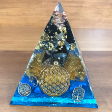 Load image into Gallery viewer, Large Shungite Orgonite EMF Protection/Chakra Healing Pyramid