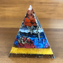 Load image into Gallery viewer, Mini Red Jasper Orgonite EMF Protection/Chakra Healing Pyramid 2-19 Symm
