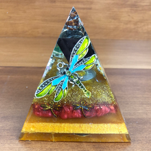 Load image into Gallery viewer, Medium Black Tourmaline Orgonite EMF Protection/Chakra Healing Pyramid 2-19 Symm