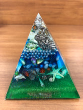 Load image into Gallery viewer, **SPECIAL** Aquamarine Orgonite EMF Protection/Chakra Healing Pyramid