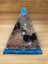 Load image into Gallery viewer, Large Shungite Orgonite EMF Protection/Chakra Healing Pyramid 10-5 Symm