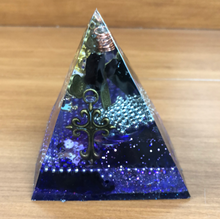 Load image into Gallery viewer, Medium Black Tourmaline Orgonite EMF Protection/Chakra Healing Pyramid Yes