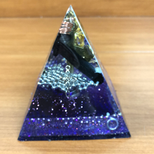 Load image into Gallery viewer, Medium Black Tourmaline Orgonite EMF Protection/Chakra Healing Pyramid Yes