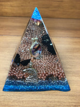 Load image into Gallery viewer, Large Shungite Orgonite EMF Protection/Chakra Healing Pyramid 10-5 Symm