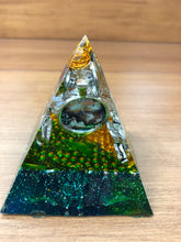 Load image into Gallery viewer, Mini Citrine Orgonite EMF Protection/Chakra Healing Pyramid 2-18 Symm y