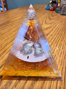 Mini Selenite Orgonite EMF Protection/Chakra Healing Pyramid 4-12 Symm