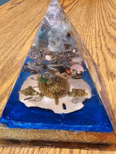 Load image into Gallery viewer, Large Amazonite Orgonite EMF Protection/Chakra Healing Pyramid 10-5 Symm