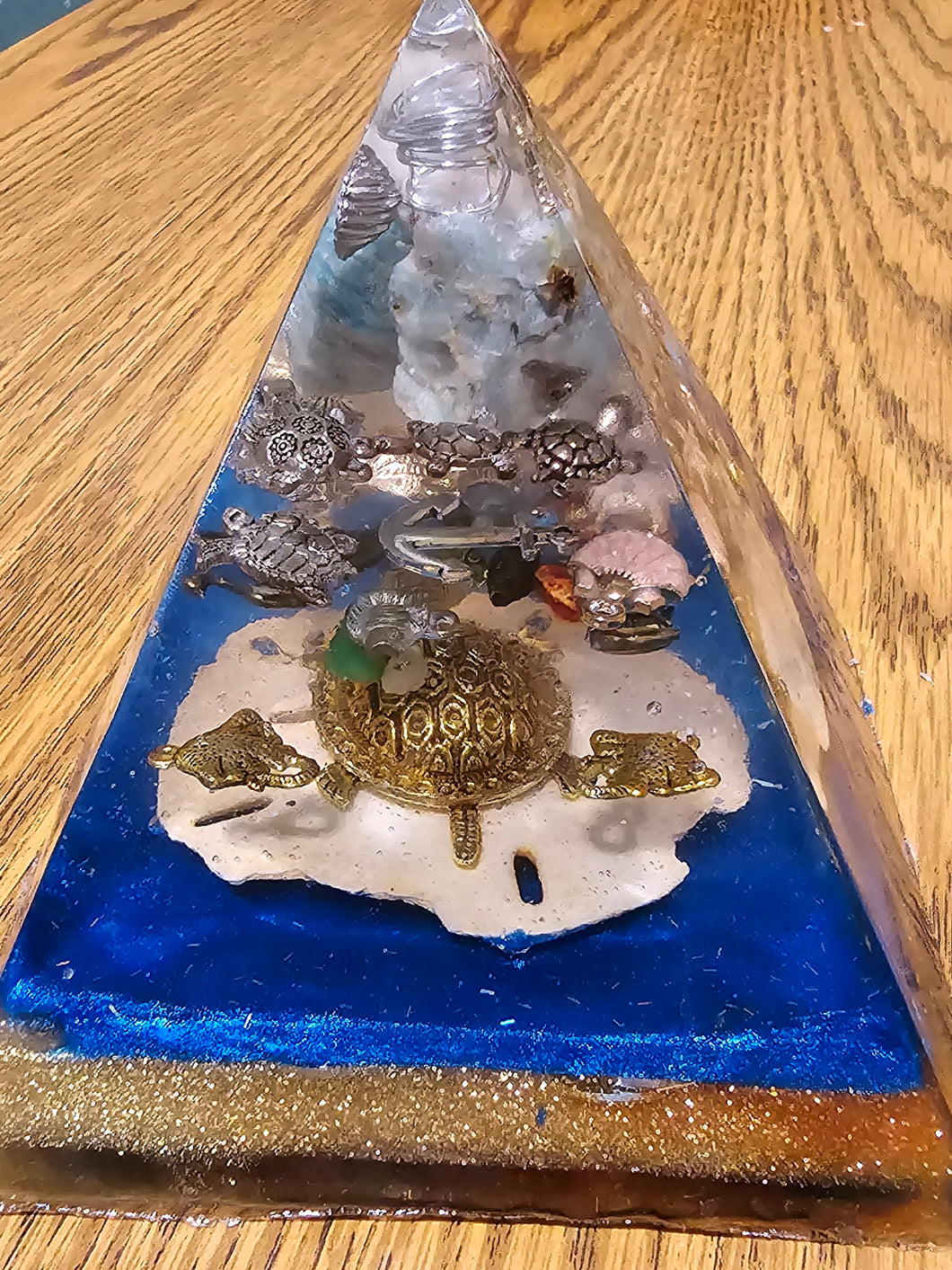 Large Amazonite Orgonite EMF Protection/Chakra Healing Pyramid 10-5 Symm