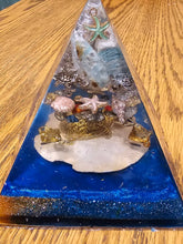 Load image into Gallery viewer, Large Amazonite Orgonite EMF Protection/Chakra Healing Pyramid 10-5 Symm