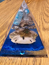 Load image into Gallery viewer, Large Amazonite Orgonite EMF Protection/Chakra Healing Pyramid 10-5 Symm