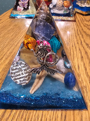 Large Lapis Orgonite EMF Protection/Chakra Healing Pyramid 10-5 Symm