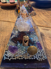 Load image into Gallery viewer, Large Amethyst Orgonite EMF Protection/Chakra Healing Pyramid SYM 10-5