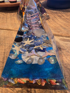 Large Lapis Orgonite EMF Protection/Chakra Healing Pyramid 10-5 Symm