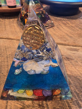 Load image into Gallery viewer, Large Lapis Orgonite EMF Protection/Chakra Healing Pyramid 10-5 Symm