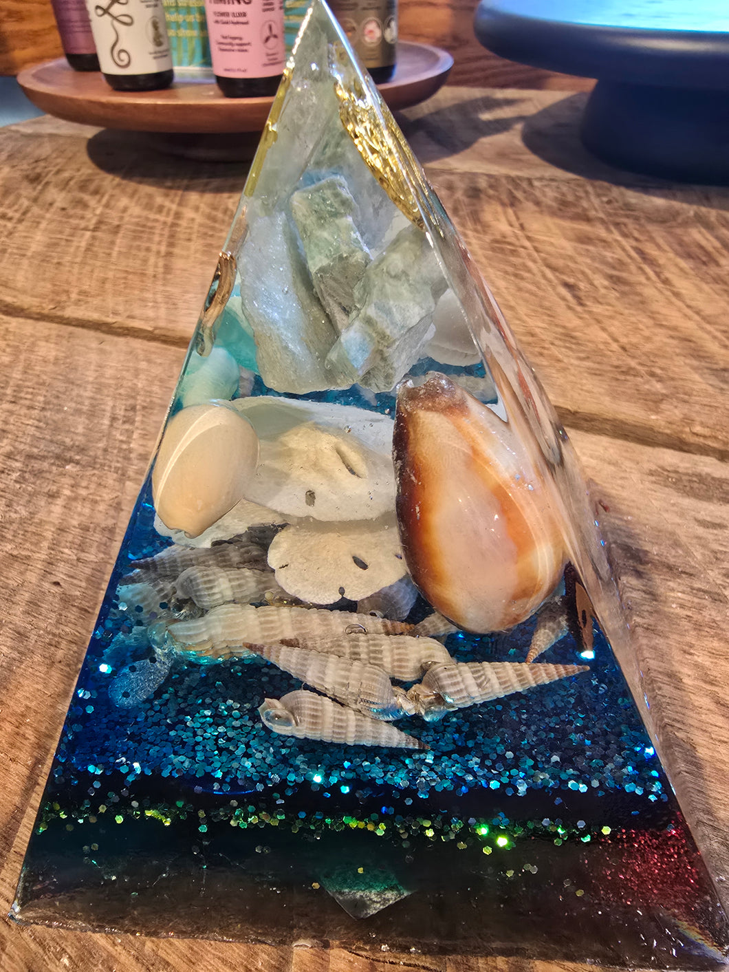 **SPECIAL** Amazonite Orgonite EMF Protection/Chakra Healing Pyramid Symm 10-5