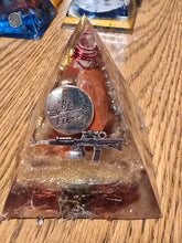 Load image into Gallery viewer, Medium Red Jasper Orgonite EMF Protection/Chakra Healing Pyramid Symm 10-5 Symm