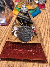 Load image into Gallery viewer, Mini Black Obsidian Orgonite EMF Protection/Chakra Healing Pyramid 10-5 Symm