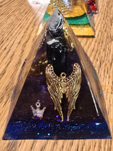 Load image into Gallery viewer, Mini Black Tourmaline Orgonite EMF Protection/Chakra Healing Pyramid 2-18 Symm y