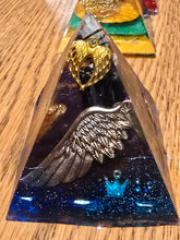 Load image into Gallery viewer, Mini Black Tourmaline Orgonite EMF Protection/Chakra Healing Pyramid 2-18 Symm y