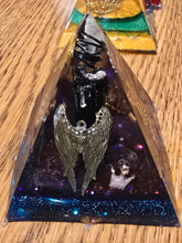 Load image into Gallery viewer, Mini Black Tourmaline Orgonite EMF Protection/Chakra Healing Pyramid 10-5 Symm y