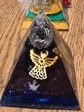 Load image into Gallery viewer, Mini Black Tourmaline Orgonite EMF Protection/Chakra Healing Pyramid 2-18 Symm y