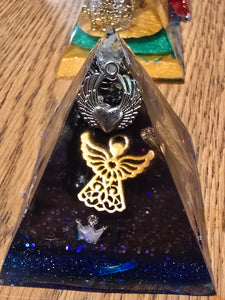 Mini Black Tourmaline Orgonite EMF Protection/Chakra Healing Pyramid 10-5 Symm y