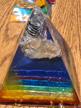 Load image into Gallery viewer, Mini Citrine Orgonite EMF Protection/Chakra Healing Pyramid 10-5 Symm