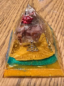 Mini Carnelian Orgonite EMF Protection/Chakra Healing Pyramid 10-5 Symm