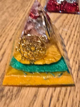 Load image into Gallery viewer, Mini Carnelian Orgonite EMF Protection/Chakra Healing Pyramid 10-5 Symm