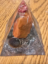 Load image into Gallery viewer, Mini Red Jasper Orgonite EMF Protection/Chakra Healing Pyramid 2-18 Symm