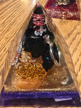 Load image into Gallery viewer, Mini Shungite Orgonite EMF Protection/Chakra Healing Pyramid 10-5 Symm