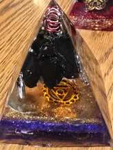 Load image into Gallery viewer, Mini Shungite Orgonite EMF Protection/Chakra Healing Pyramid 10-5 Symm