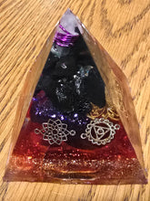 Load image into Gallery viewer, Mini Shungite Orgonite EMF Protection/Chakra Healing Pyramid 10-5 Symm