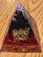 Load image into Gallery viewer, Mini Shungite Orgonite EMF Protection/Chakra Healing Pyramid 10-5 Symm