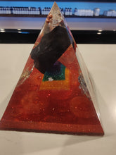 Load image into Gallery viewer, Large Shungite Orgonite EMF Protection/Chakra Healing Pyramid 10-7 Symm
